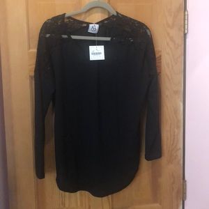 American High black lace shoulder shirt